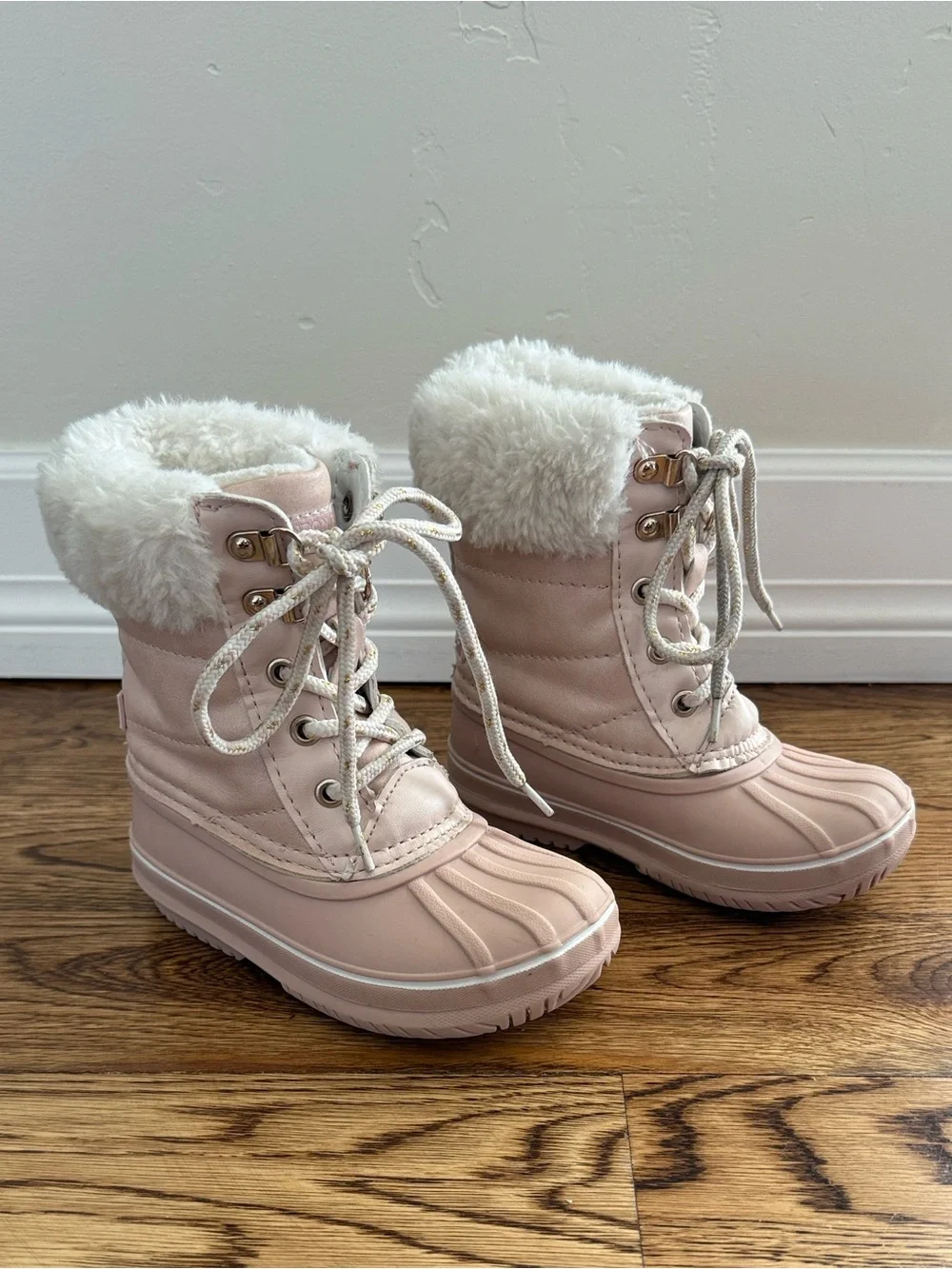 Pink Faux Fur Snow Boots Waterproof London Fog Girls Winter Weather Toddler Sz 9